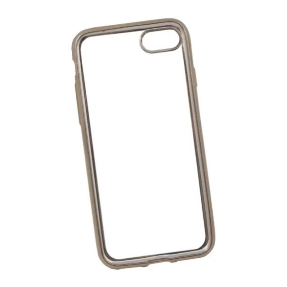 Силиконовый чехол "LP" для Apple iPhone 7, 8 TPU (прозрачный с золотой хром рамкой) (коробка)