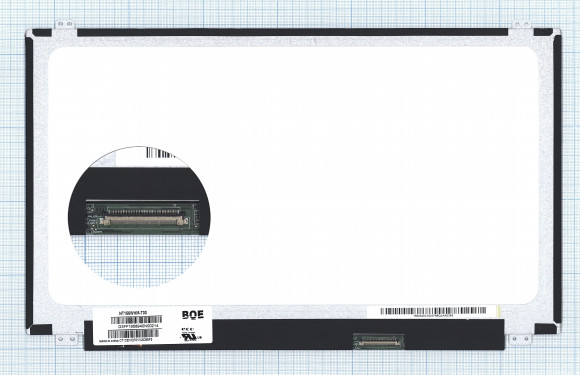 Матрица NT156WHM-T00, 15.6", TN, 1366x768 (HD), 60 Гц, 40 pin, LED, Slim (тонкая), разъём справа, уши вверх/вниз, глянцевая
