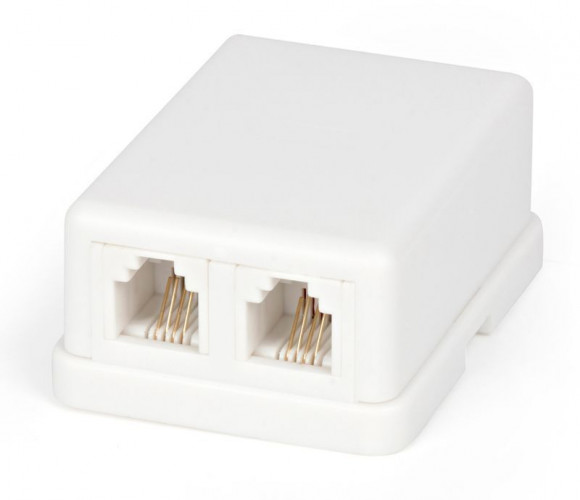 SB-2-6P4C-C2-WH Розетка настенная телефонная, 2 порта RJ12, белая, винтовая, Hyperline
