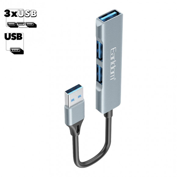Хаб USB Earldom ET-HUB09 3xUSB/USB (серый)