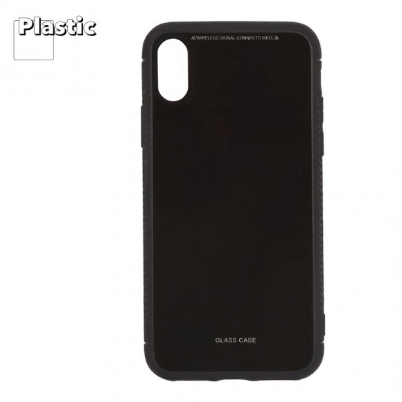 Защитная крышка "LP" для Apple iPhone X "Glass Case", черное стекло (коробка)