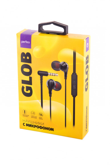 Наушники PERFEO GLOB PF_B4183 c микрофоном, черные BL1