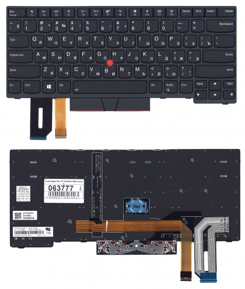Клавиатура для ноутбука Lenovo ThinkPad E480, E485, черная с подсветкой