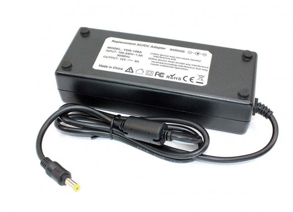 Блок питания для монитора и телевизора LCD 12В, 9A, 5.5x2.1мм (OEM)