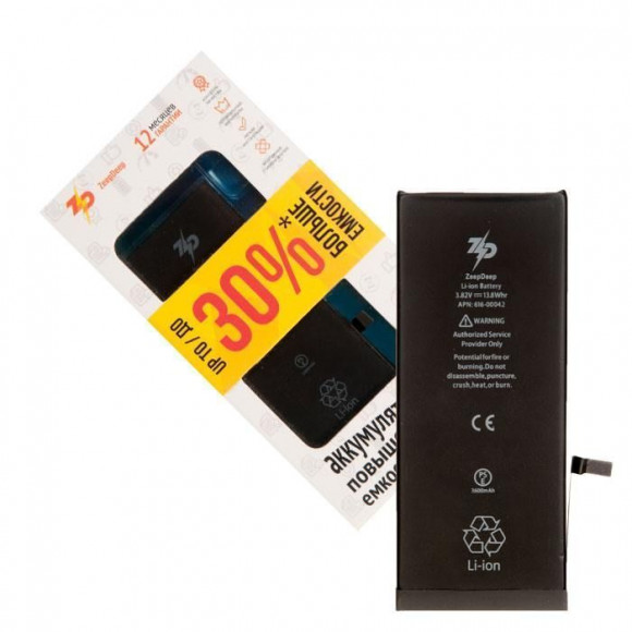 Аккумулятор для телефона iPhone 6S plus ZeepDeep +31% увеличенной емкости: батарея 3600 mAh, монтажные стикеры