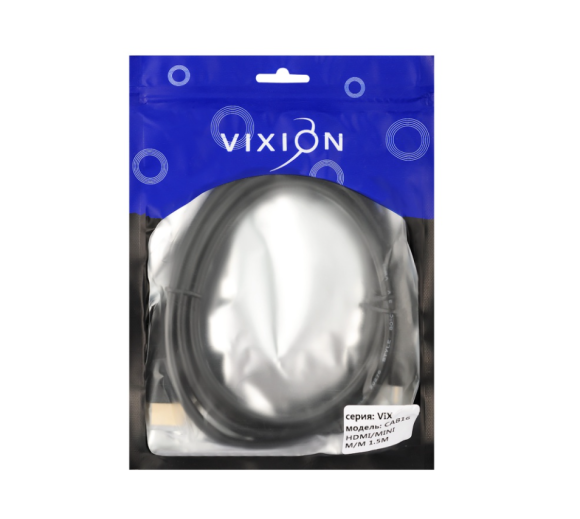 Кабель CAB16 HDMI (M) - Mini HDMI (M) 1.5м, черный (Vixion) Кабель CAB16 HDMI (M) - Mini HDMI (M) 1.5м, черный (Vixion)