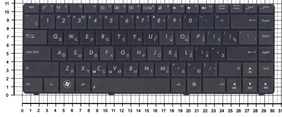 Клавиатура для ноутбука Asus K45D, черная