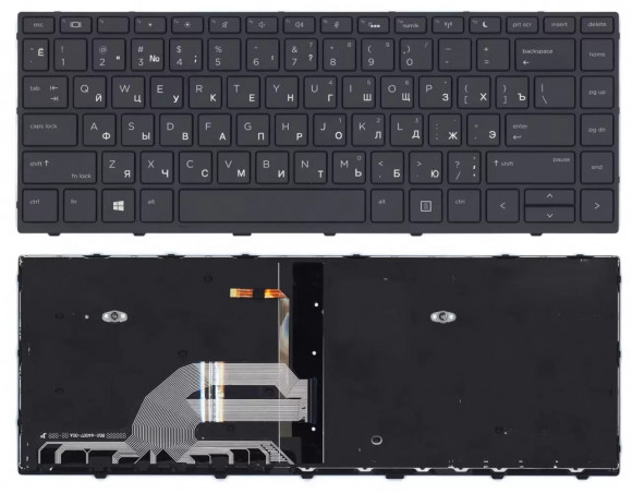 Клавиатура для ноутбука HP ProBook 430 G5, 440 G5, 445 G5, черная с подсветкой