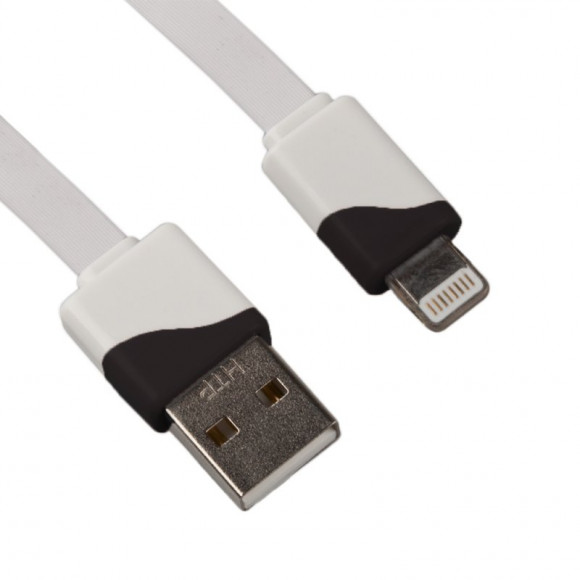 USB Дата-кабель для Apple 8-pin плоский в катушке, 1 метр, черный