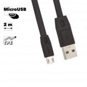 USB кабель Remax Full Speed Series 2M Cable RC-001m MicroUSB, черный USB кабель Remax Full Speed Series 2M Cable RC-001m MicroUSB, черный