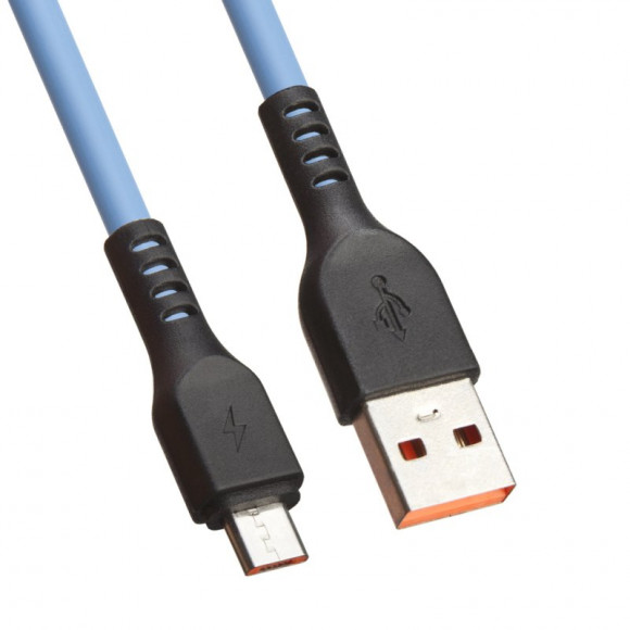 USB кабель "LP" MicroUSB "Extra" TPE (голубой, коробка)