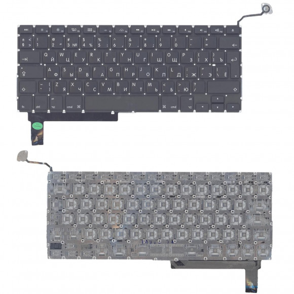 Клавиатура для ноутбука Apple MacBook A1286 с SD, черная, большой Enter, с подсветкой