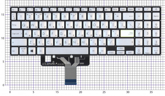 Клавиатура для ноутбука Asus Vivobook X521 серебристая