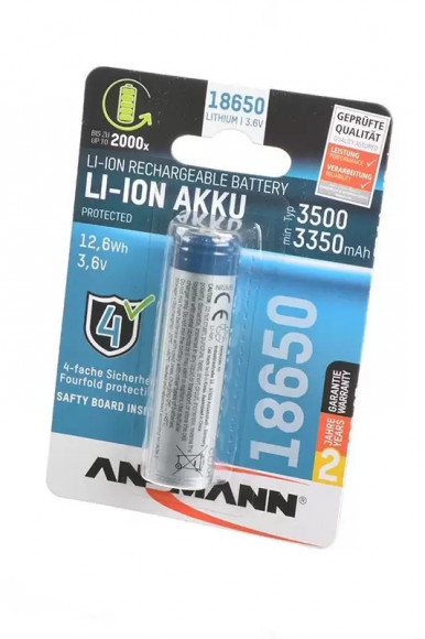 Аккумулятор Ansmann 1307-0001-RU 18650 3500мАч с защитой BL1