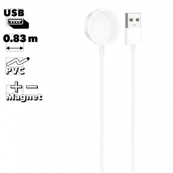 USB кабель HOCO для смарт-часов Y12 Ultra, магнитный, 0.83м, PVC (черный)