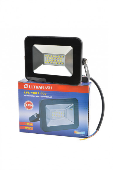 Прожектор ULTRAFLASH LFL-1001 C02 светодиодный, 10Вт, 6500К, IP65 черный