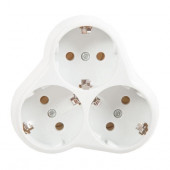 Тройник на 3 гнезда с заземлением круглый 16А UNIVersal АК303