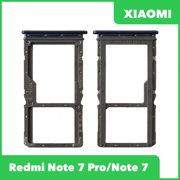 Держатель (лоток) SIM-карты для Xiaomi Redmi Note 7, Note 7 Pro, синий