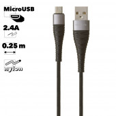 USB кабель Borofone BX32 Munificent Charging Data Cable For Micro, 0.25 м, черный