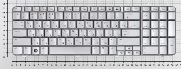 Клавиатура для ноутбука HP Pavilion DV7-1000, серебристая Клавиатура для ноутбука HP Pavilion DV7-1000, серебристая