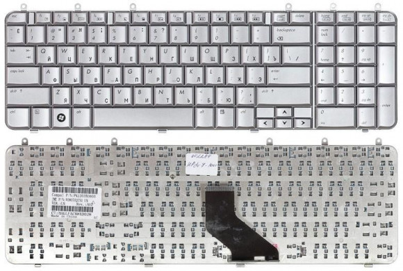 Клавиатура для ноутбука HP Pavilion DV7-1000, серебристая Клавиатура для ноутбука HP Pavilion DV7-1000, серебристая