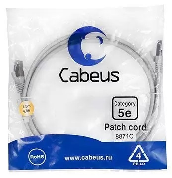 Патч-корд F/UTP Cabeus PC-FTP-RJ45-Cat.5e-1.5m-LSZH