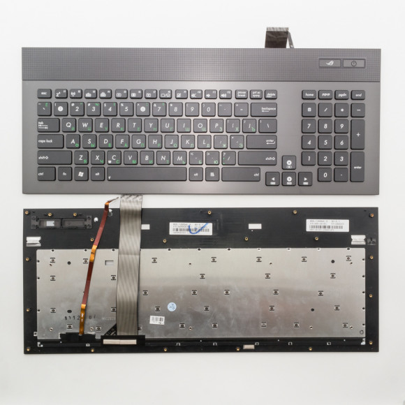 Клавиатура для ноутбука Asus G74, G74S серая с подсветкой