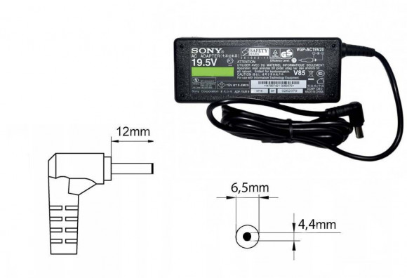 Оригинальная зарядка (блок питания) для ноутбука Sony VGA-AC19V10, VGP-AC19V13, 90W, штекер 6.5x4.4 мм