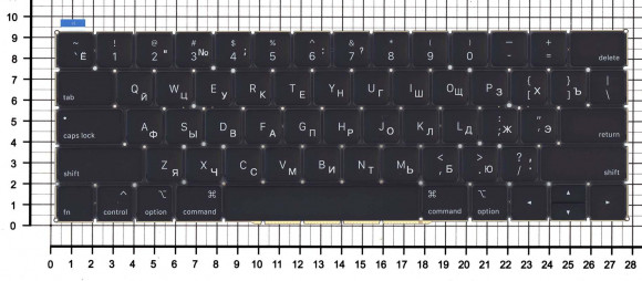 Клавиатура для ноутбука Apple MacBook Pro Retina 13" A1989, 15" A1990 2018, плоский Enter, черная