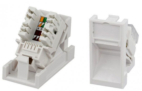 SIP2K-C5E-M45-22.5 Розетка Mosaic 22.5x45 1xRJ-45 Cat.5e, белая, угловая, Hyperline