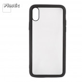 Защитная крышка "LP" для Apple iPhone X "Glass Case" с черной рамкой, прозрачный стекло (коробка)