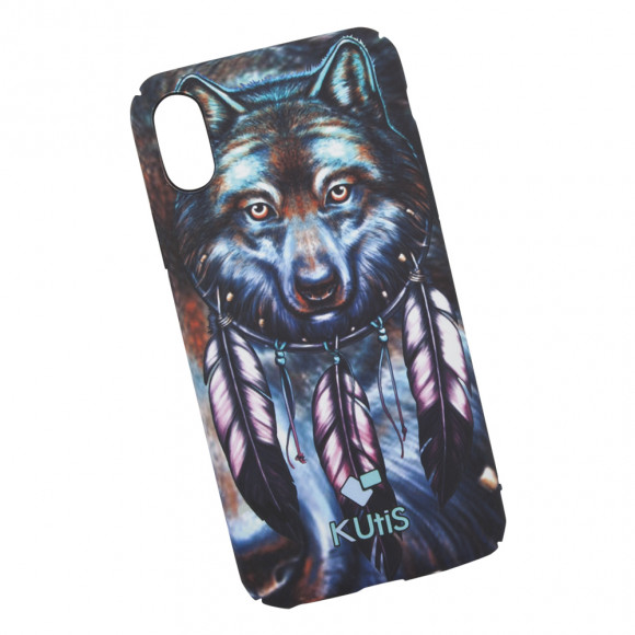 Защитная крышка для Apple iPhone X "KUtiS" Animals OK-6 Волк (синяя)