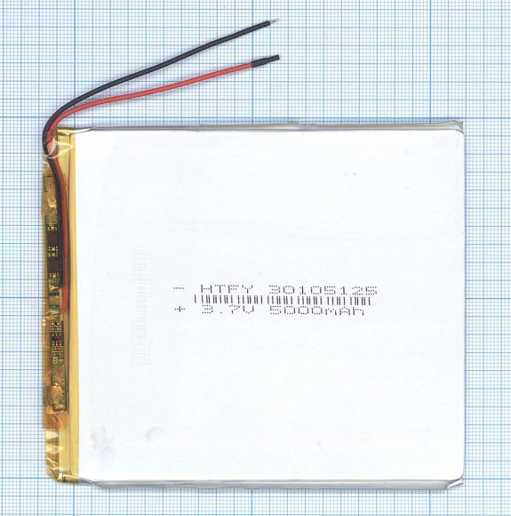 Аккумуляторная батарея Li-Pol (3x105x125мм), 2pin, 3.7В, 5000мАч
