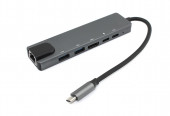Адаптер Type C на HDMI, USB 3.0*2 + RJ45 + Type C*2 серый Адаптер Type C на HDMI, USB 3.0*2 + RJ45 + Type C*2 серый