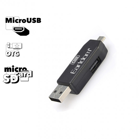 Картридер Earldom ET-OT05 USB + OTG Card Reader, черный