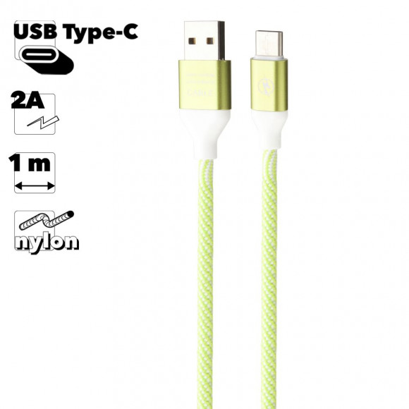 USB кабель "LP" USB Type-C Волны (зеленый, белый, европакет)