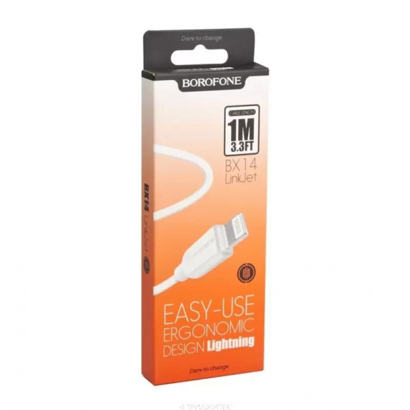 USB кабель Borofone BX14 LinkJet USB Cable Lightning, 1 метр, белый USB кабель Borofone BX14 LinkJet USB Cable Lightning, 1 метр, белый