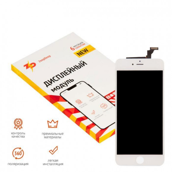 дисплей в сборе с тачскрином ZeepDeep PREMIUM для iPhone 6 plus, белый дисплей в сборе с тачскрином ZeepDeep PREMIUM для iPhone 6 plus, белый