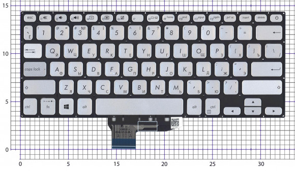 Клавиатура для ноутбука Asus VivoBook S430FA, X430 серебристая