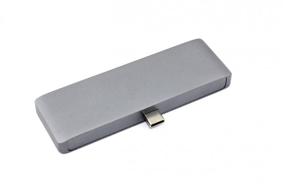 Адаптер Type C на HDMI, USB 3.0 + Audio 3, 5 + Type C серый