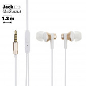 Гарнитура "LP" Rod 3.5 мм. вставная металлическая с кнопкой ответа (белая/коробка)