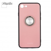 Защитная крышка "LP" для Apple iPhone 7, 8 "Glass Case" с кольцом, розовое стекло (коробка)