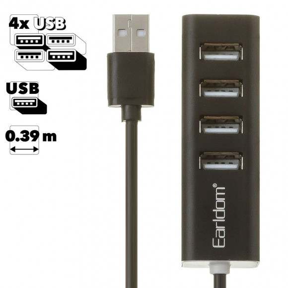 Хаб USB Earldom ET-HUB14 4xUSB 2.0 (черный)