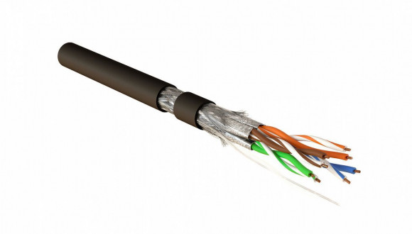 SFTP4-C7A-S23-OUT-PE-BK-500 (500 м) Кабель витая пара, экранированная (S/FTP), категория 7A, 4 пары (23AWG), одножильный (solid), каждая пара в фольге