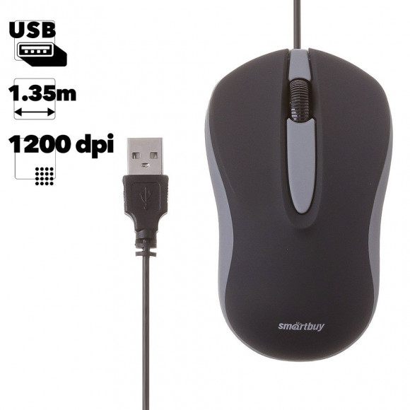 Мышь проводная Smartbuy ONE 329 USB черно-серая