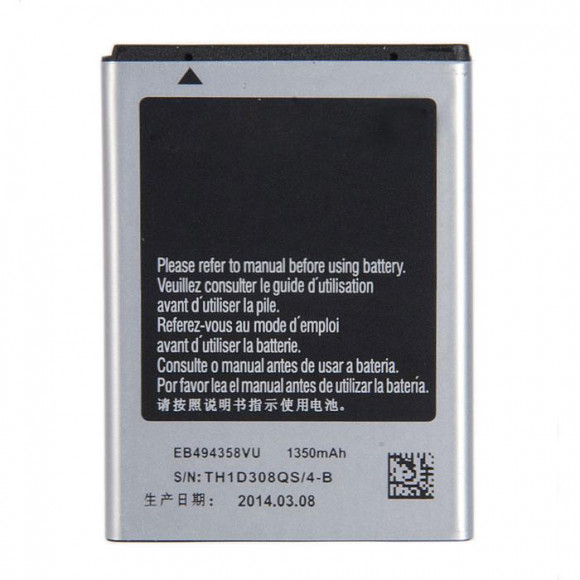 Аккумулятор EB494358ВUC для Samsung Galaxy S5830, B7300, B7330, B7600, B7610, B7620, i5700, i5800, i6410, i8320, 3.7В, 1350мАч