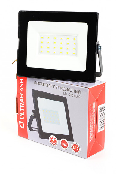 Прожектор ULTRAFLASH LFL-3001 C02 светодиодный, 30Вт, 6500К, IP65 черный