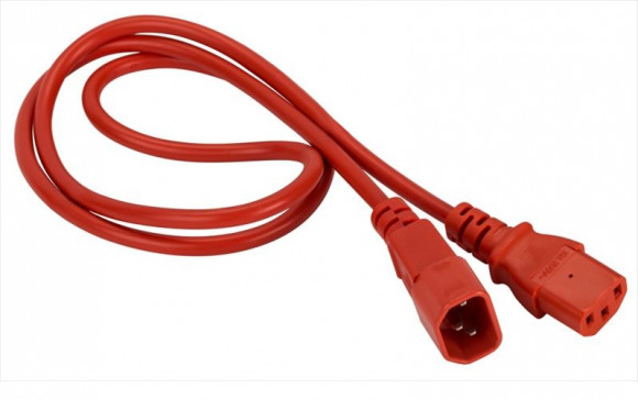Шнур питания C13-C14, 3х0.75, 220В, 10А, красный, 1 метр, LAN-PP13/14-1.0-RD