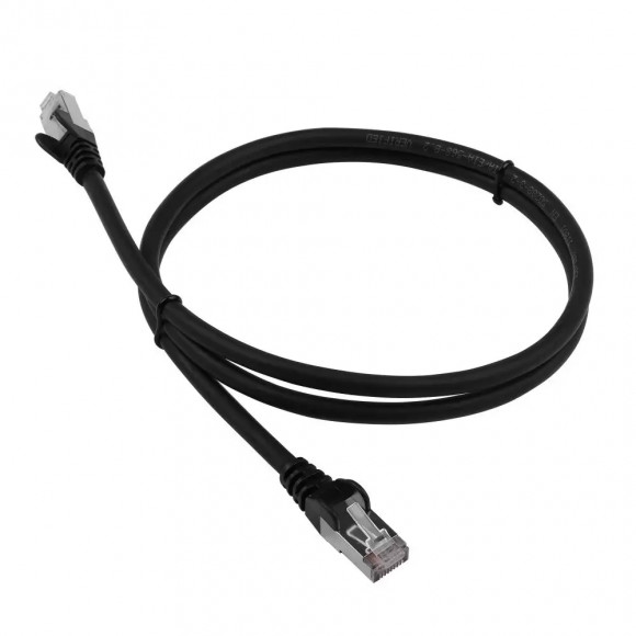 Патч-корд RJ45 - RJ45, 4 пары, FTP, категория 5е, 1 м, черный, LSZH, LANMASTER, LAN-PC45/S5E-1.0-BK