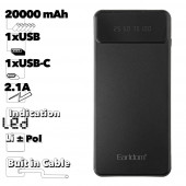 Внешний АКБ Earldom ET-PB51 20000mAh, 2xUSB, 2.1A + USB кабель MicroUSB/Type-C/Lightning 8-pin (черный) Внешний АКБ Earldom ET-PB51 20000mAh, 2xUSB, 2.1A + USB кабель MicroUSB/Type-C/Lightning 8-pin (черный)